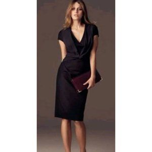 Reiss Maddox Twist Front Knot Bow Little Black Pencil Dress 6 small lbd